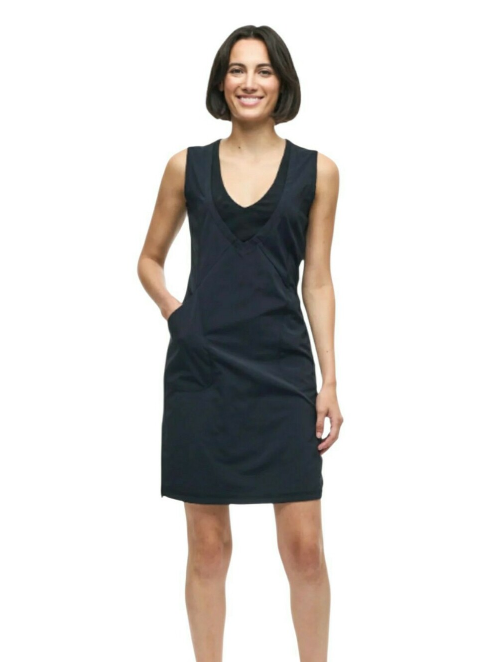 Indygena Liike III Sleeveless Active Dress V-Neck Pockets Black Medium